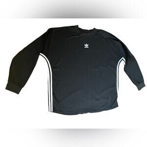 Adidas Black Crew Neck Top with White Logo